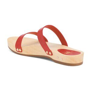 NEW BEEK Made In Brazil Leather Dipper Double Band Sandals for women in red 725